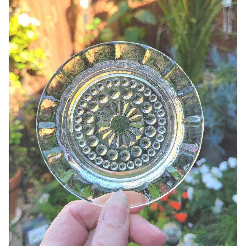 Vintage Federal Glass Ashtray Set – Imperial Sunburst Coasters (3)